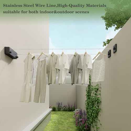 Danpoo Retractable Clothesline Outdoor Heavy Duty, 2x13.8ft Stainless