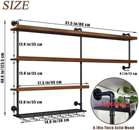 Solid Wood LED Wall Mounted Wine Rack (31.5 in/ 80CM)
