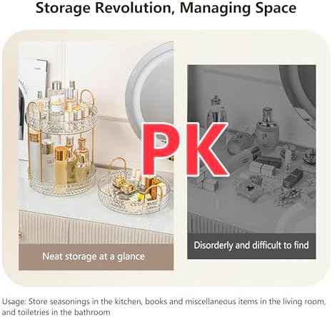 360° Rotating Acrylic Storage Rack, 2-Tier Large Capacity Makeup Organizer for Bathroom Countertop & Vanity, Clear Cosmetic Holder for Skincare, Perfume & Beauty Essentials