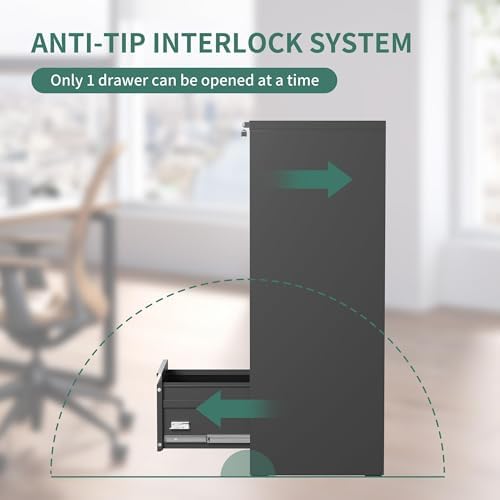 4 Drawer File Cabinet with Lock,Metal File Cabinet for Home Office