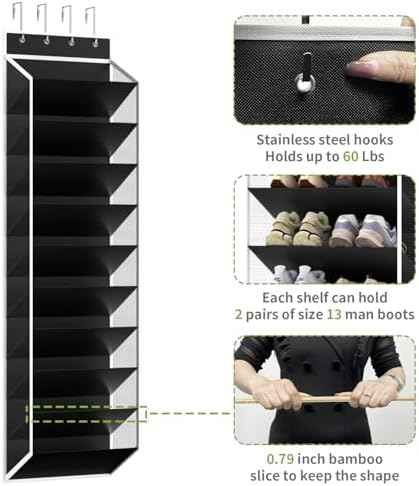 KEEPJOY 10 Tiers Mesh Over Door Shoe Organizer Storage, Hanging Shoe