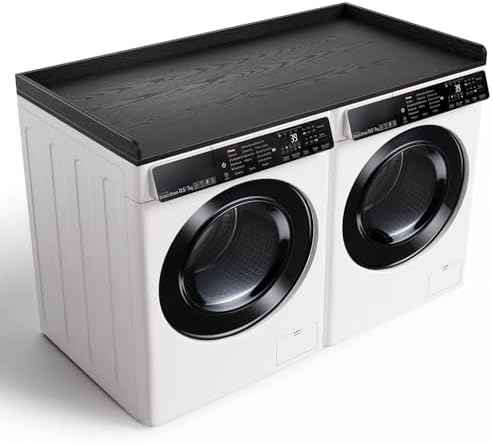 Fivesun Washer Dryer Countertop, 27.5" x 54“ Wood Washer and Dryer Countertop with Edge Rails for Laundry Room Organization and Storage, Black