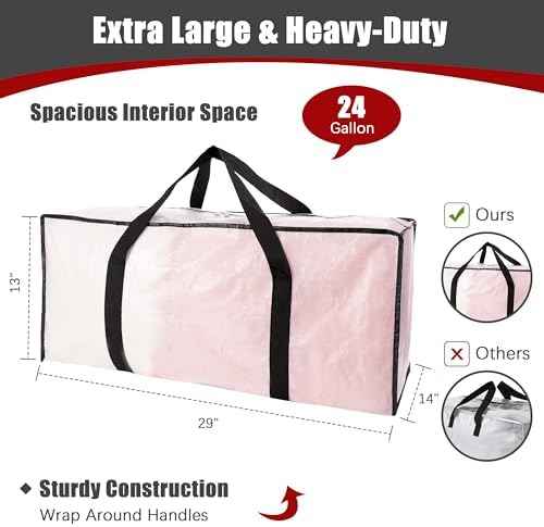 PANDA JOYS Extra Large Moving Bags with Zippers & Carrying Handles, Heavy-Duty Storage Tote for Space Saving Moving Storage, Fold Flat, Alternative to Box and Bin - 8 Pack, Semi-Transparent