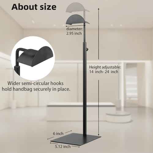 Purse Display Stands, 3 Pack Black Handbag Display Stand Stainless Steel Purse Display Rack Adjustable Height Bag Display Stand Holder Anti-fingerprint for Retail Boutiques Commercial Store