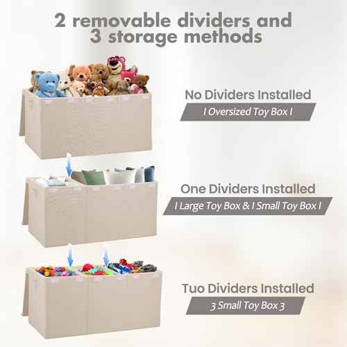 popoly 167L Large Toy Box Storage with Lid, Collapsible Kids Toy