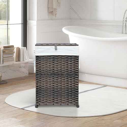88L Slim Laundry Hamper with Wheels, 23.3 Gallon Rolling Laundry