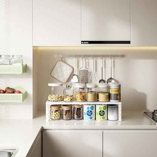 Expandable,Adjustable & Stackable Spice Rack, Cabinet Kitchen