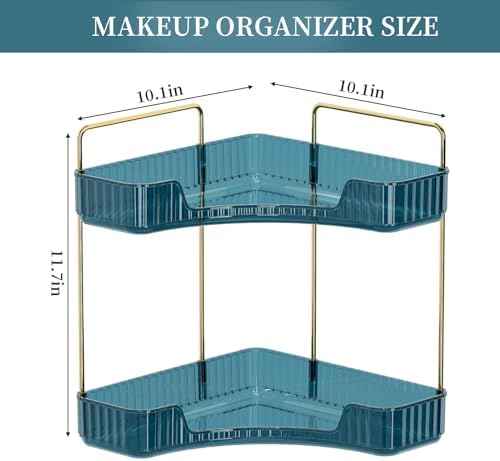 INVSSENE Corner Bathroom Countertop Organizer, Vanity Organizer Trays