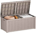 180 Gallon Outdoor Storage Box Patio Deck Box Waterproof, Resin Lockable Outside Large Storage Bin for Pool Cushion Furniture, Garden Tools UV-Resistant, Grey