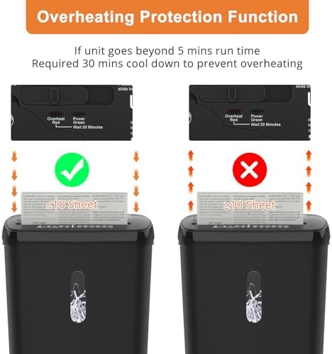 Home Office Paper Shredder,Woolsche 10-Sheet Strip Cut with 3.17-Gallon Basket,P-2 Security Level,CD & Credit Card Shredder,Durable & Fast - Jam Proof System - ETL Certified