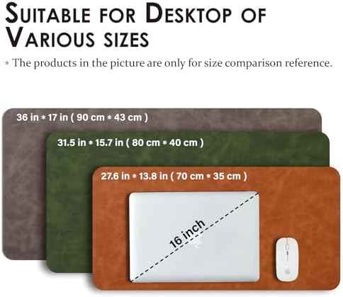 Distressed Leather Desk Mat - Non-Slip PU Desk Pad for Office and Home