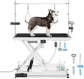 Electric Lift Pet Dog Grooming Table, Upgrade 50 Inch Heavy Duty 9'' -36'' Adjustable Height Professional Pet Grooming Table with Tool Organizer, Adjustable Overhead Arm for Large Dogs at Home, White