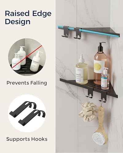 Black Shower Corner Shelf, 10" Slot Design Recessed Shower Shelves