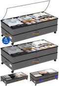 Under Bed Storage with Wheels 2-Pack, 75L XXL Under the Bed Storage Containers Large, 12" Tall Adjustable Storage for Underbed with Lids, Rolling for Clothes, Shoes, Blankets (Grey)