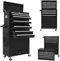 13-Drawer Rolling Tool Chest,Large Toolbox with Wheels, Tool Cabinets with Drawers, Top Detachable Tool Box with Hooks Handles for Workshop Mechanical Garage - Black