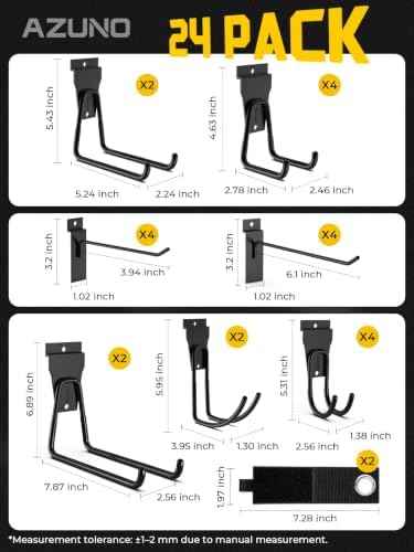 24 Pack Slatwall Accessories, Heavy Duty Slat wall Hooks & Storage Straps