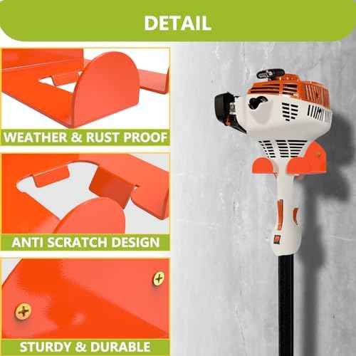 Garage Organizer Grass Trimmer Rack Heavy Duty Weed Eater Hanger Trimmer Hanger Garden Power Tool Hanger for Grass Trimmer, Hedge Trimmer, Garage Trimmer Garden Tools