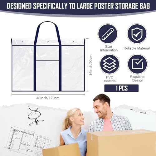 Windyun 1 Pack Bulletin Board Storage Bag 48" X 36", Poster Holder, Blue