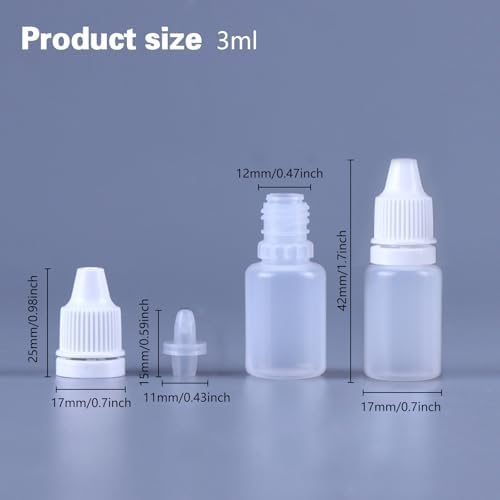 12PCS 3ML White Plastic Empty Squeezable Dropper Bottles Portable Eye