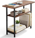 SLEEPING LAMB Side Table for Living Room, 3-Tier End Table for Small Space with Wide Storage Tabletop, Rustic Brown Narrow Nightstand for Bedroom, Sofa Couch
