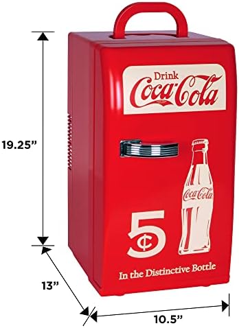 Coca Cola Mini Fridge - Refrigerator for Bedroom Office, Portable Table Top Beverage Cooler, 12V 110V Refrigerador For Drink, Soda, Wine, Use In Car, Dorm, Outdoor, Patio,18 Can