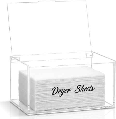 Acrylic Dryer Sheet Holder Dispenser Container,Bonus Black Labels Included