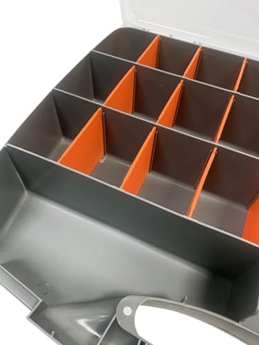 SE Adjustable 26-Compartment Plastic Storage Box - 18x12x3 Inch Organizer with Triple Lock, Translucent Lid, and Sturdy Handle - Ideal for Tools, Crafts, and Small Parts -