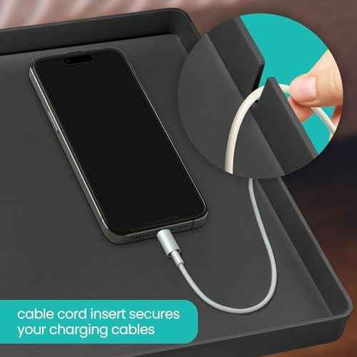 Modern Innovations Large Black Bedside Shelf for Bed, 1 Count Clip On Nightstand with Cup Holder and Cord Holder, College Dorm Bunk Bed Shelf for Top Bunk or Kids Bedroom