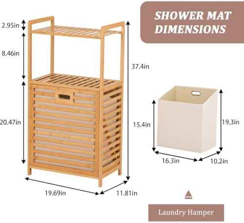 Baveke Tilt Out Laundry Hamper with 2 Tier- Bamboo Laundry Basket, Natural