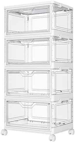 Kmiectse Clear Storage Bins with Lids - 4 Tier 23qt Plastic Stackable Bins