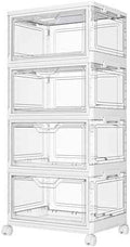 Kmiectse Clear Storage Bins with Lids - 4 Tier 23qt Plastic Stackable Bins
