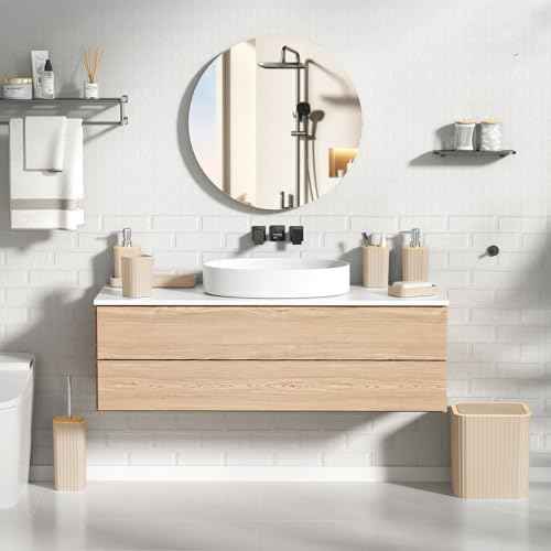 XLHOMO Bathroom Accessories Set - 10PC Elegant Beige Bathroom Set