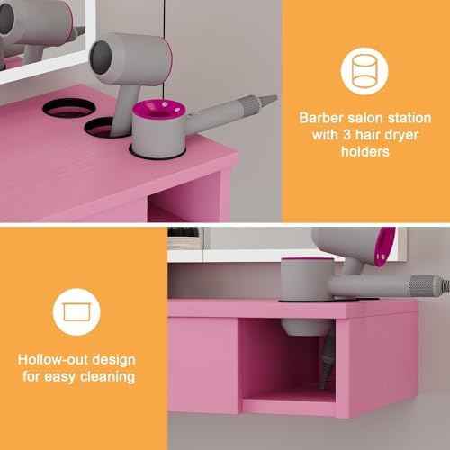 4ever2buy Pink Salon Stations for Hair Stylist, Wall Mount Barber Station