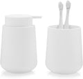 Matte White Bathroom Accessories 2 Piece Set Plastic Soap Dispenser and by KellyHome