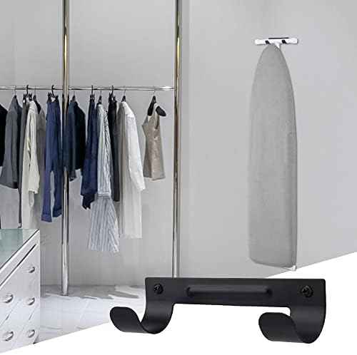 Ironing Board Hanger, Wall Mount Ironing Board Holder Organizer Wall Rack with Screws for Laundry Rooms Storage Rack Hanging Y-Leg or T-Leg Ironing Boards Towels(Black)