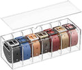 YUNEASELF Belt Organizer - Acrylic Belt Storage Holder for Closet with Dust Cover Lid - 7 Compartments Clear Display Case for Tie and Bow Tie