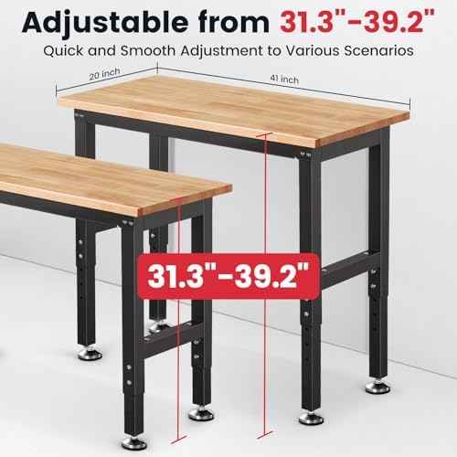 ENJOYWOOD Work Bench 41 Inch Workbench for Garage Adjustable Height