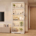 Display Cabinet with Glass Doors, LED Lights Motion Sensor