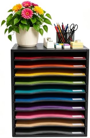 Mail Sorter Organizer, 11 Compartments Mailbox for Classroom, Desktop File Organizer with Adjustable Shelves, For Office Home Classroom, PVC, Black