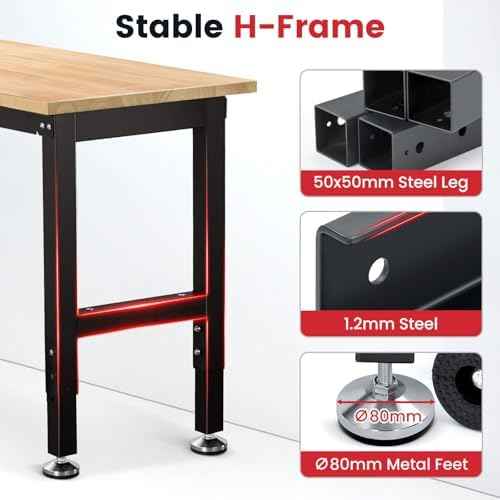 ENJOYWOOD Work Bench 41 Inch Workbench for Garage Adjustable Height
