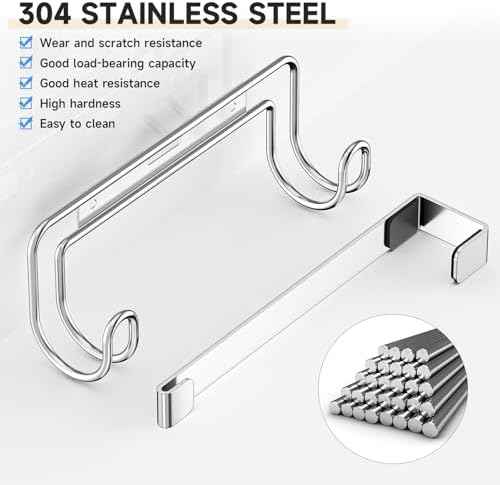 Over The Door & Wall Mount Ironing Board Hanger with Removable Hook, Metal Ironing Board Holder Organizer Wall Rack for Y & T Shaped (Silver)