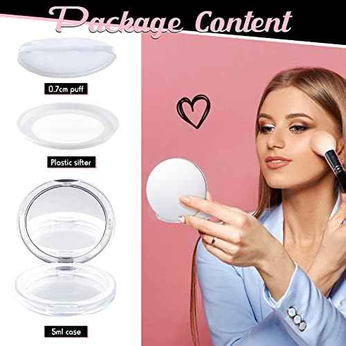 Cunhill 2 Pcs 0.17 oz Loose Powder Container with Puff, Pink, Silver
