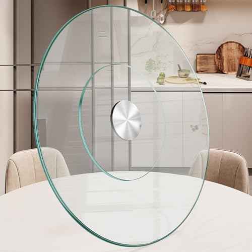 22.8" Lazy Susan for Table Top Tempered Glass Rotating Serving Tray