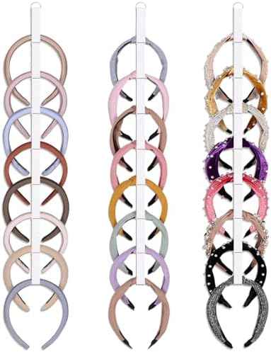 3 PCS Headband Holder Organizer for Girl,Hanging Hairband Storage for Women,White Hair Hoop Display Hair Accessories Organizer Bedroom College Dorm Decor