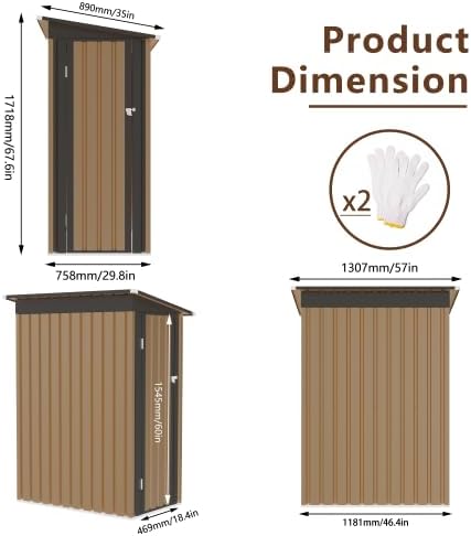 4 * 2 FT Metal Garden Storage Sheds for Patio Backyard Tools House
