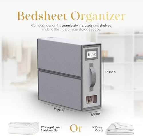 Sheet Organizers and Storage – 4 Pack Bed Sheet Organizer for Queen & King Size, Foldable Linen Closet Storage for Bedding, Duvet Covers, and Pillowcases