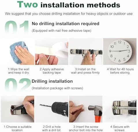 5 Pack Broom Holder Wall Mount, 5 Racks 4 Hooks, Stainless Steel