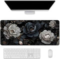 Black and White Mouse Pad,Floral Mouse Pad Desk Mat,Large Mousepad
