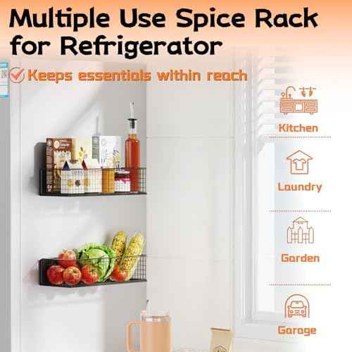 ULIBERMAGNET Magnetic Baskets Fridge Organizers, Large Capacity Metal