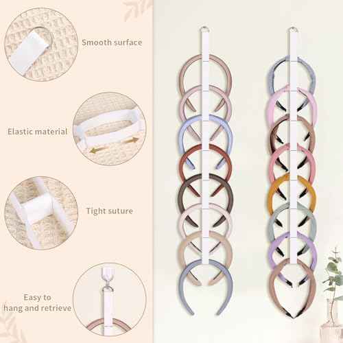 3 PCS Headband Holder Organizer for Girl,Hanging Hairband Storage for Women,White Hair Hoop Display Hair Accessories Organizer Bedroom College Dorm Decor